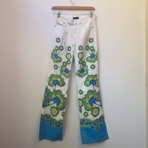 DIESEL ROXE WHITE FLORAL FLARE JEANS SIZE 4